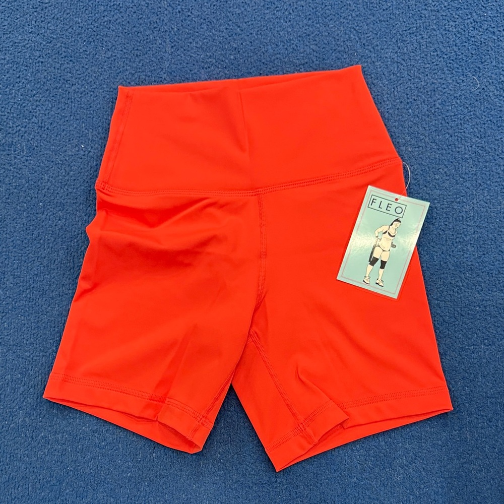 FLEO Women's Hot Coral Athletic Shorts Gymnastics/Cheer/Tumbling/Crossfit